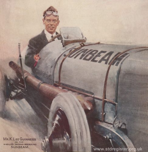 K. Lee Guinness on the Sunbeam as featured on the front page of The Motor in November 1922